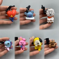 BT21 Keychain Set Tata Koya RJ Mang Cooky Chimmy Shooky PVC Figure Bag Pendant Kpop Fan Gift