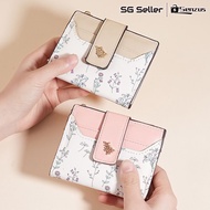[SG SELLER] Cute Flowers Print Ladies Short Wallet Girls Card Holder Student Zipper Coin Purse