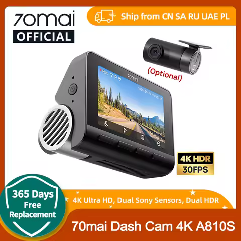 70mai Dash Cam A810S 4K HDR GPS ADAS Auto Record Dual-Channel Motion Detection 4G LTE Support Car DV