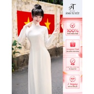 Student ao dai, white 2-panel silk ao dai, size 40 - 76Kg