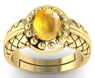 9.25 Carat Natural Yellow Sapphire Gemstone Gold Plated Anniversary Ring For Men And Women