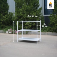 NL HOME ชั้นเหล็ก เสากลม เอนกประสงค์ 3-4-5 ปรับระดับได้ ไม่ต้องใช้เครื่องมือประกอบ shelfstorage