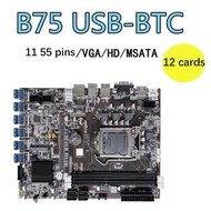 B75 BTC Miner Motoard 12X USB + G1610 CPU + Kabel Switch SATA