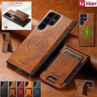 For Samsung S24 S23 Ultra Plus 2 in 1 Magnetic MagSafe Leather Wallet Case