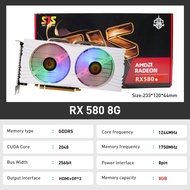 RX 580 White RGB RX 580 White RGB SJS New RX580 8GB Graphics Card GPU GDDR5 256Bit 8Pin PCIE 3.0×16 For Mining Gaming Desktop Computer Video Card Placa De Video