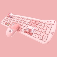 Adorable Cat with a Hand PLUS Wireless keyboard and mouse set for girls, cute chocolate office wirel