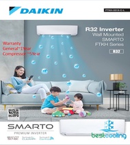 Daikin (FTKH28A) 1.0HP Premium Inverter Wall Mounted Air Conditioner (R32 Gas)Smarto Smart control (Buit in wifi)