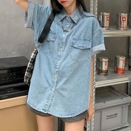 Áo khoác jean cộc tay áo jean nữ khoác ngoài phong cách Ulzzang_G5