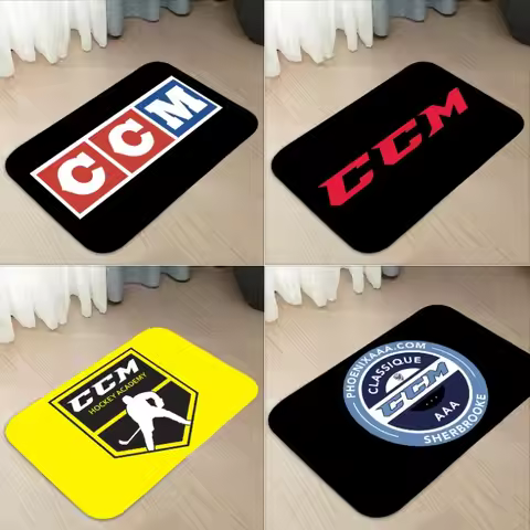 Soft Non-slip Flocked CCM Hockey Colour Logo Sports Silhouette Mat Study Room Office Thin Decorative