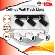 Track Light Spotlight LED Surface Wall Ceiling Lampu Trak GU10 Bulb Changeable 3 Head Black White Fi