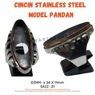 Sarung Cincin Stainless Steel Model Pandan / Cicin Tanpa batu permata akik / Cincin Batu Lelaki