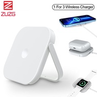 ZUZG 15W Magnetic Wireless Charger 3 in 1 Stand Foldable for iPhone14Promax 13 12 Pro Series Airpod Pro2 Pro 3 iWatch 7 6 Portable Fast Chargers