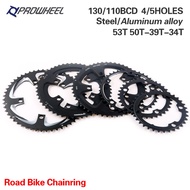 PROWHEEL Road Bike Chainring 110BCD 130BCD 34T/39T/50T/53T Bicycle Sprocket 8S/9S/10S/11S Speed Chainwheel 4-Hole 5-Hole