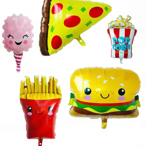 New Pizza Hot Dog Popcorn Donut Burger Aluminum Film Balloon, Food Shaped Balloon Children's Birthda