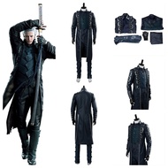 เกมปีศาจอาจร้องไห้5: เสื้อแจ็คเกตเครื่องแต่งกายคอสเพลย์ Vergil ชุดเครื่องแต่งกายวันฮาโลวีนผู้ชายของข