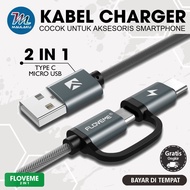 Charger Cable 2in1 Micro USB Cable + USB Type C QC3.0 2.8A 100 Cm