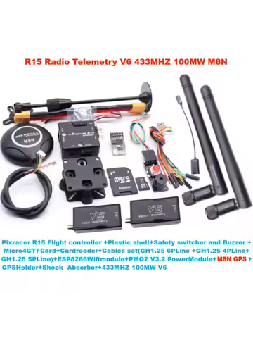 PIXRACER R15 Autopilot Xracer PX4 Pixhawk Flight Controller M8N/M9N/M10 GPS Radio Telemetry V6 Set R