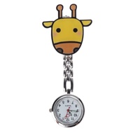 SJM Stylish Nurse Lapel Watch Watch Cartoon Giraffe Hanging Watch Clipon Nurse Watch