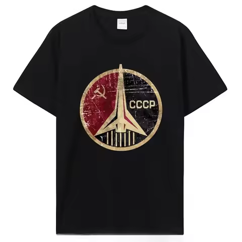 Vintage Russia CCCP Yuri Gagarin T-Shirt Men Clothing Group Team Soviet Retro Tshirt Sputnik Space E