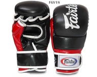 Fairtex Super Sparring Grappling Gloves FGV18 Black Open Thumb ( S,M,L,XL ) Genuine Leather แฟร์แท็กซ์ สนับมือเเบบเปิดนิ้ว สีดำ