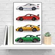 Fashion Sports Car Porsche Gt3 Rs Poster and Print Modern Luxury Racing Canvas Painting Club Wall Ar