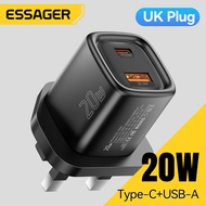 Essager pd20w USB-A Type-C Bộ sạc sạc nhanh USB A Loại C nhanh chóng sạc du lịch nạp tiền A + C Dual
