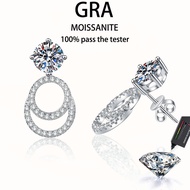 【 GRA Certificate Attached 】 2ct moissanite earrings, s925 sterling silver plated platinum fashionab