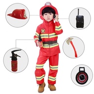 ✉◄Kids Firefighter Uniform Children Sam Fireman Costume Cosplay Work Clothing Suit Boy Girl Performa