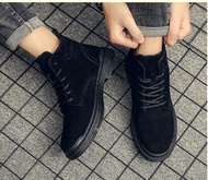 Giày boot nam cổ thấp combat boots da lộn nhung trơn SM008 Cỏ Boutique đàn hồi tốt chống trượt