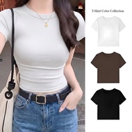 PLATINUM WORLD - Basic Slim-fit T-Shirt Premium Quality Cotton Rayon SpandexWanita B4