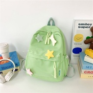 GHS Zippered Closure Star Backpack Adjustable Straps Canvas School Bag Cute Large Capacity Casual Ba