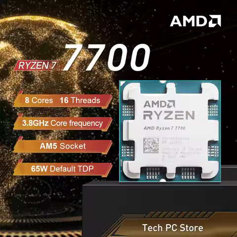NEW AMD Ryzen 7 7700 3.8GHz L3=32M Processor 65W 8-Core 16-Thread R7 7700 Socket AM5 5NM DDR5 but No