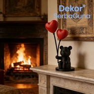 Romantic Heart Balloon Bear Statue 17cm