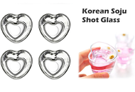 heart Shape Korean Soju Shot Glass Set 4PCS Pure Glass Whiskey / Tequila / Liquor