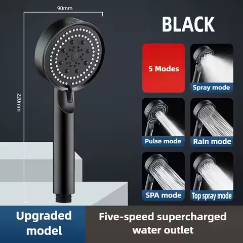 High Pressure Shower Head 5 Modes Adjustable Filter Shower Head Set New Bathroom Shower Head Accesso