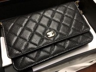 Chanel 魚子醬皮黑金 Classic WOC