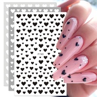 3D Nail Sticker Black Heart Love Self-Adhesive Sliders Stars Decals Flowers Leaf Transfer Stickers N