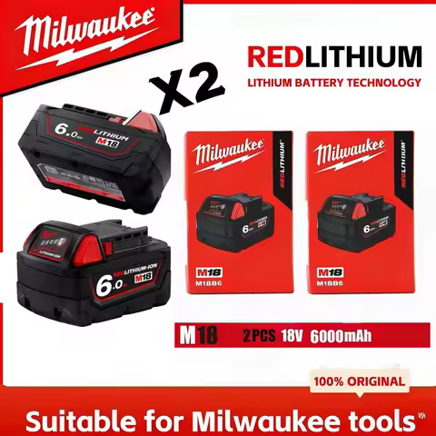100% Original M18 Milwaukee 6000mAh 18V Battery M18B6 Suitable for Milwaukee Power Tools Rechargeabl