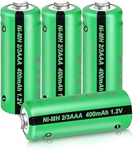Rechargeable Battery NIMH 2/3AAA Battery (Not AAA), 1.2 V 400 mAh for Solar Lamps, Pack of 6, PKCELL