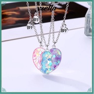 YSELLA 3Pcs BFF Necklaces, Friendship Cute Matching Heart Pendant Necklace, Alloy Friendship Jewelry
