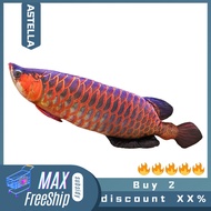 ASTELLA Fish Plush Pillow Soft Back Cushion Golden Arowana Red Carp Doll Plushies Companion Sleep Pi
