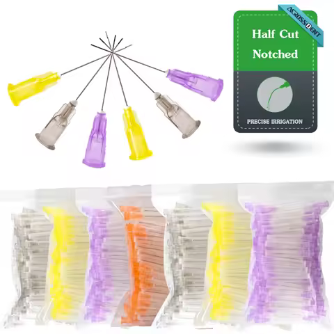 100 Pcs Half Cut Dental Irrigation Needle Notched Endo Cleansing Needle Endodontic Flushing Cannula 