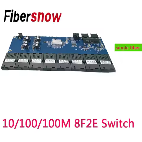 Gigabit switch Ethernet 8F2E Fiber Optical Media Converter 8 Port fiber 2 RJ45 10/100/1000M 8 SC PCB