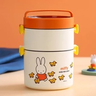 Miffy ปิ่นโตเก็บอุณหภูมิ ปิ่นโต กล่องอาหารกลางวันสแตนเลส 304 เดี่ยวและสองชั้น เก็บอุณหภูมิ lunch box