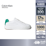 CALVIN KLEIN รองเท้าผ้าใบผู้ชาย Leather Durable Traction Trainers Sneakers รุ่น YM01344 0K9 - สีขาว