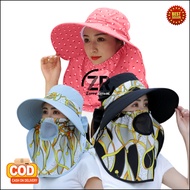 TOPI PANTAI WANITA LEBAR KOREA KEKINIAN WOMAN CAPS LIPAT CADAR PENUTUP WAJAH ANTI UV VISOR PANCING /