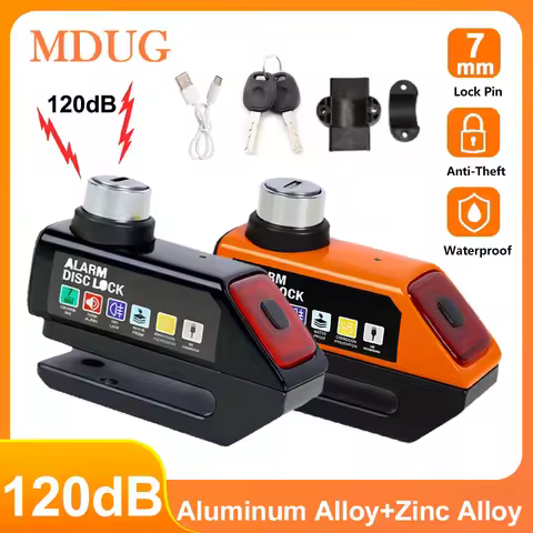 Motorcycle Alarm Disc Brake Lock 120dB Loud Anti Theft Alarma Security Moto Wheel Disk Padlock Water