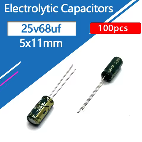 25V68uf 5x11mm Aluminum Electrolytic Capacitor 68uf 25v 68uf25v 25v68mf 68mf25v 25v68MFD 68mf 68MFD 