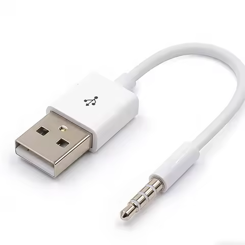 USB 2.0 to 3.5mm Data Cable Sync Charger Transfer Audio Cord Charging for Apple iPod Shuffle 3rd 4th