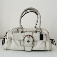 [Moving Sale/Meet up only] Authentic Coach Ivory Leather Mini Boston Bag - Purchased in Hawaii